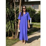 Mor  Kısakollu Gömlek Elbise - Görsel 3