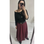 Bordo kırışık  etek - Görsel 3