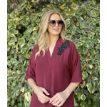 Bordo Pul Detaylı Tunik - Görsel 2