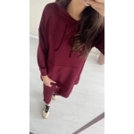 Bordo Kapüşonlu Takım