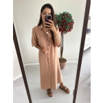 Camel  Kısakollu Gömlek Elbise - Görsel 2