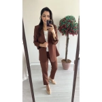 Double Krep Dar Paça Kahve Pantalon