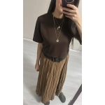 Kahve  kırışık  etek