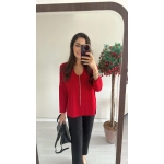 Kırmızı  Yaka Detaylı Tunik