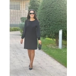 Şifon Kol Detaylı Siyah Elbise