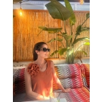 Gül Broşlu Kahve Elbise - Görsel 4
