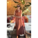 Gül Broşlu Kahve Elbise - Görsel 2