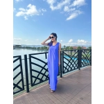 Gül Broşlu Mor Elbise