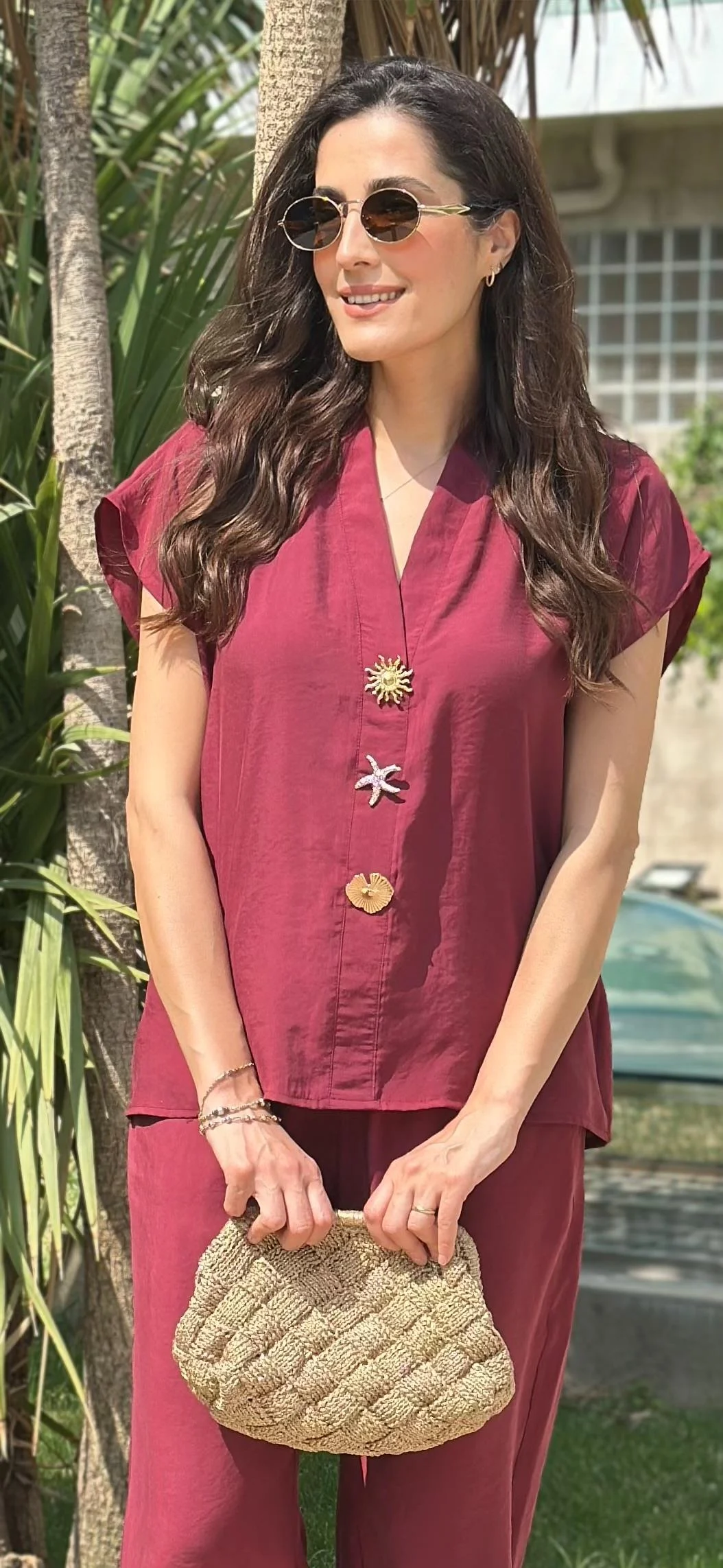 sane-takim-bordo-278f5b.webp Gold Detaylı Bordo Yazlık Takım - Görsel 1
