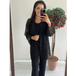 Siyah Dantel Kimono Ceket
