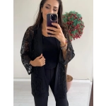 Siyah Dantel Kimono Ceket - Görsel 2