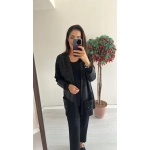 Siyah Pul Detaylı Hırka - Görsel 2