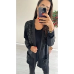 Siyah Pul Detaylı Hırka