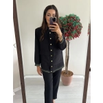 Siyah Gold Bomber Ceket